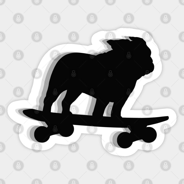 Skateboarding Bulldog | Cool Skater Dog Silhouette Sticker by Coffee Squirrel